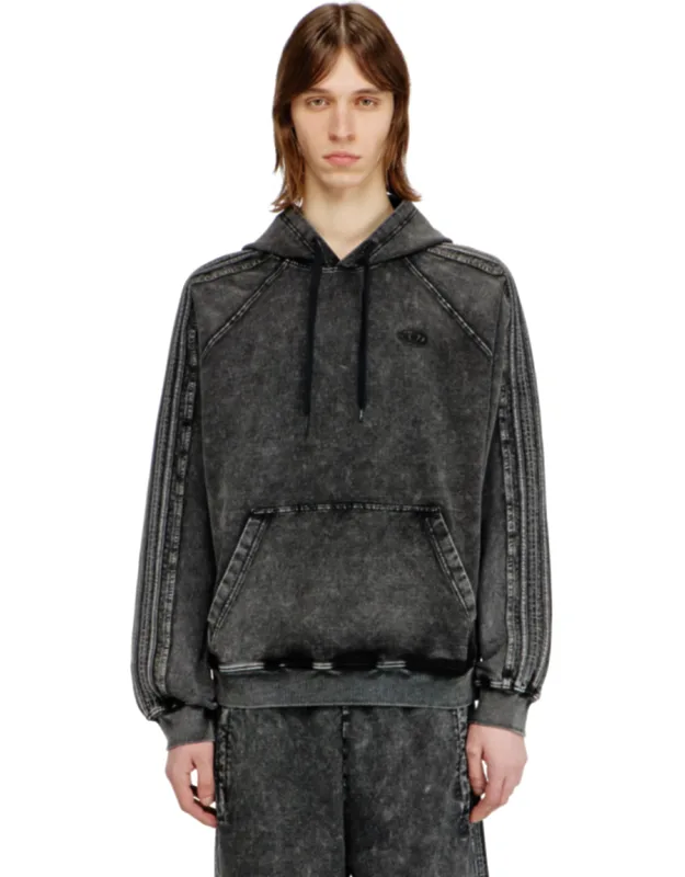 Hoodie In Washed Cotton With Oval D Embroidery