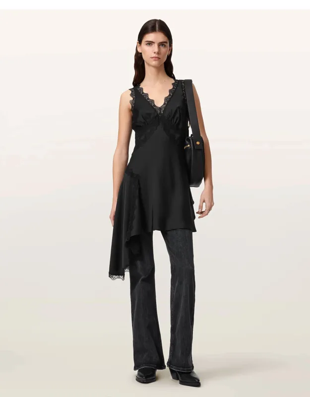 Asymmetric Lace Mini Dress