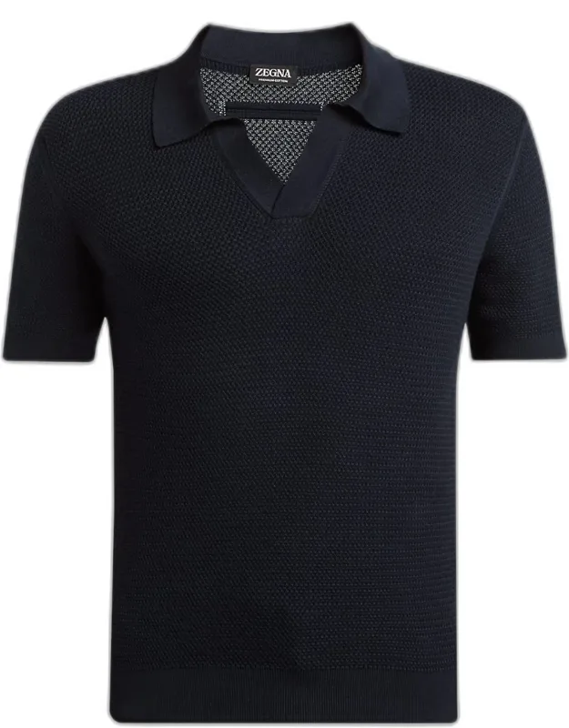 Premium Cotton Knit Johnny Collar Polo Shirt