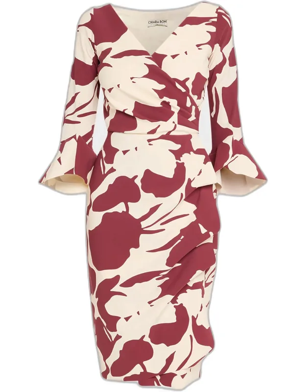 Floral-print Bodycon Ruffle Dress