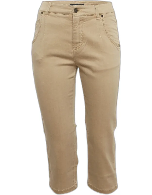 Beige Denim Capri Jeans