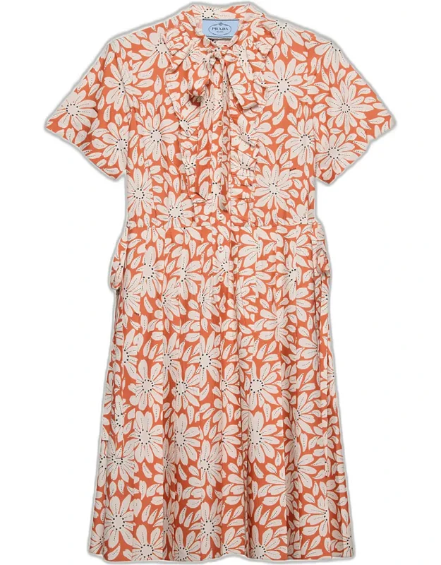 Floral-print Pleated Dress