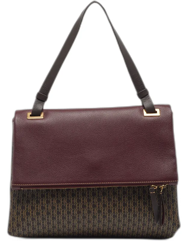 Flap Monogram Coated Canvas Leather Top Handle Bag
