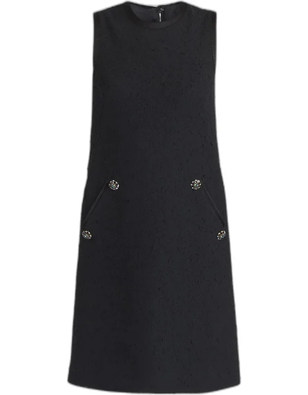 Crystal Embellished Sleeveless Boucle Dress