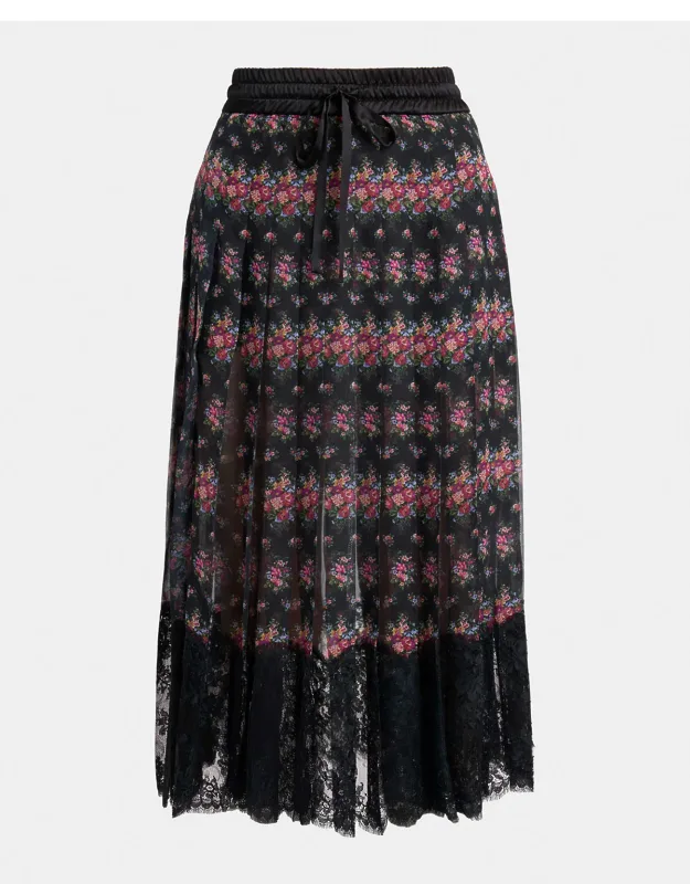 Flower Bouquets-print Skirt