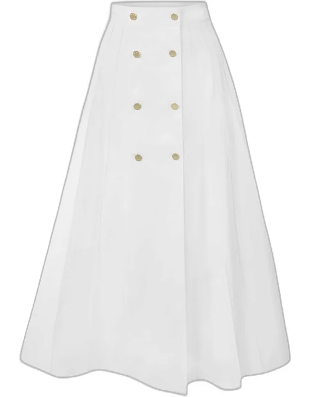 A-line Sailor-button Midi Skirt