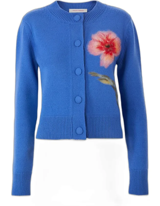 Flower Wool Crewneck Cardigan