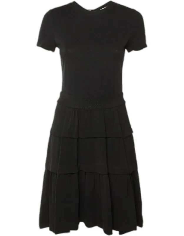 Wool Knit Tiered Midi Dress
