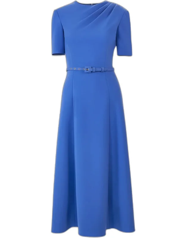 Draped Midi Dress With Belt