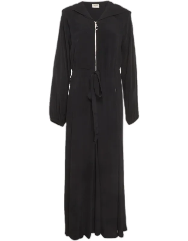 Crepe Zipped Hooded Maxi Dress