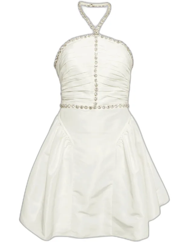 Taffeta Diamante Trim Mini Dress