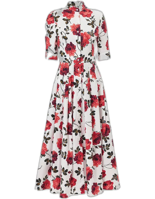Carnation-print Midi Shirtdress