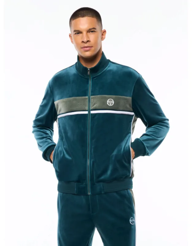 Forato Velour Track Jacket With Smooth Stretch Feel And Perforated Detailing
