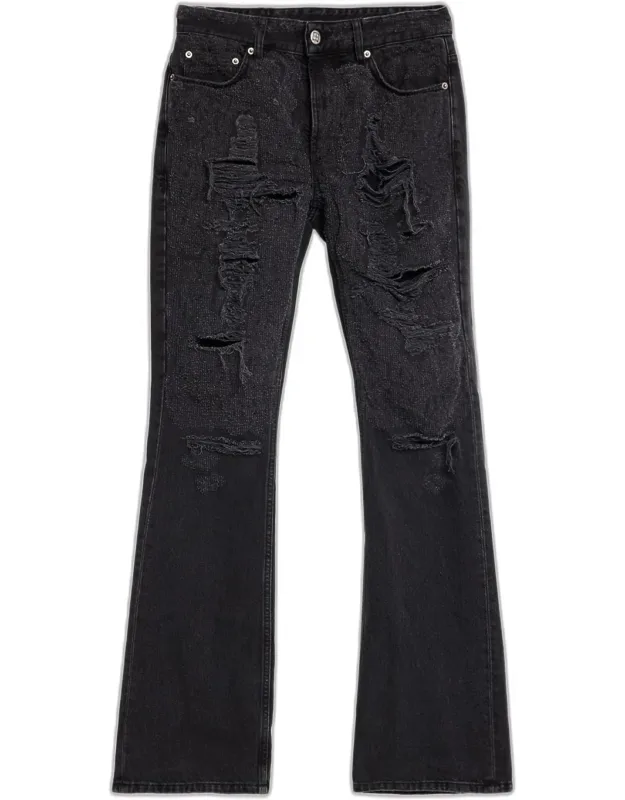 Bronko Asher Trashed Distressed Bootcut Jeans