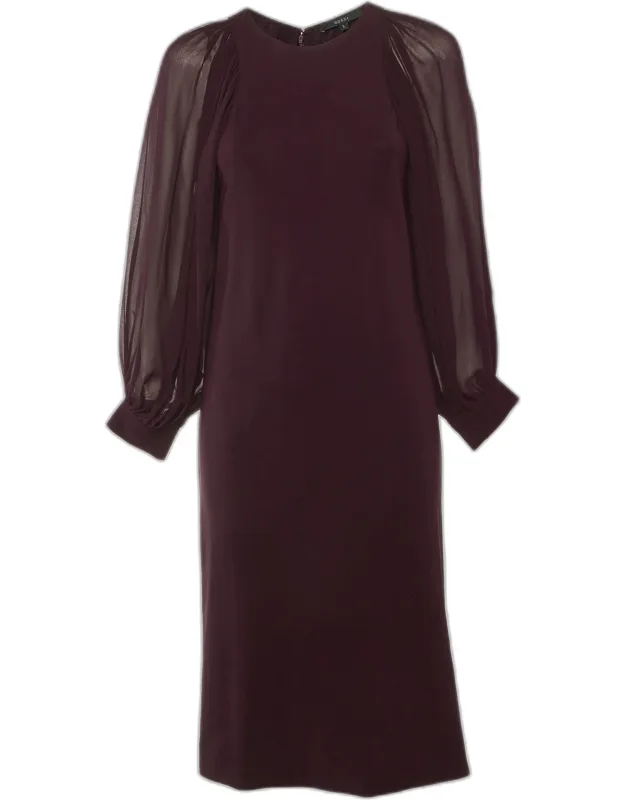 Stretch Knit Bishop Sleeve Midi Dress