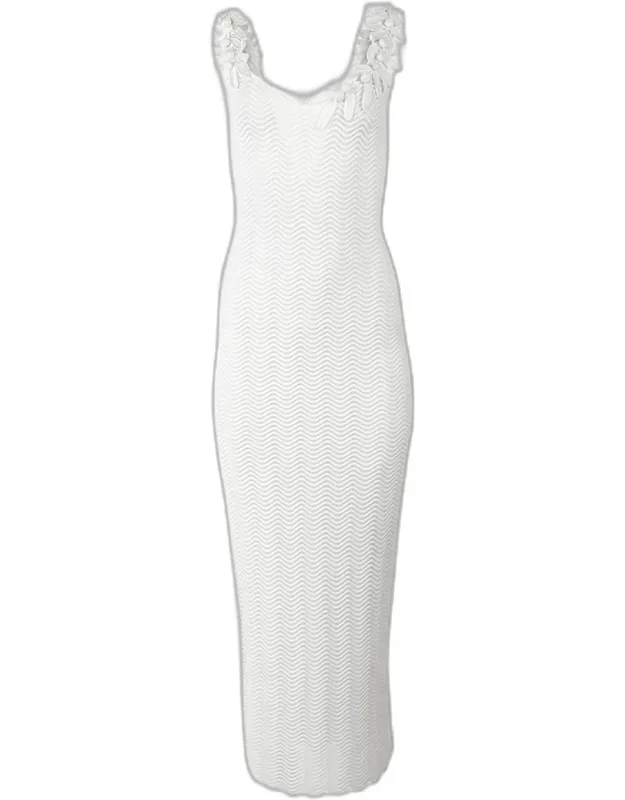Embroidered Wavy Knit Maxi Dress