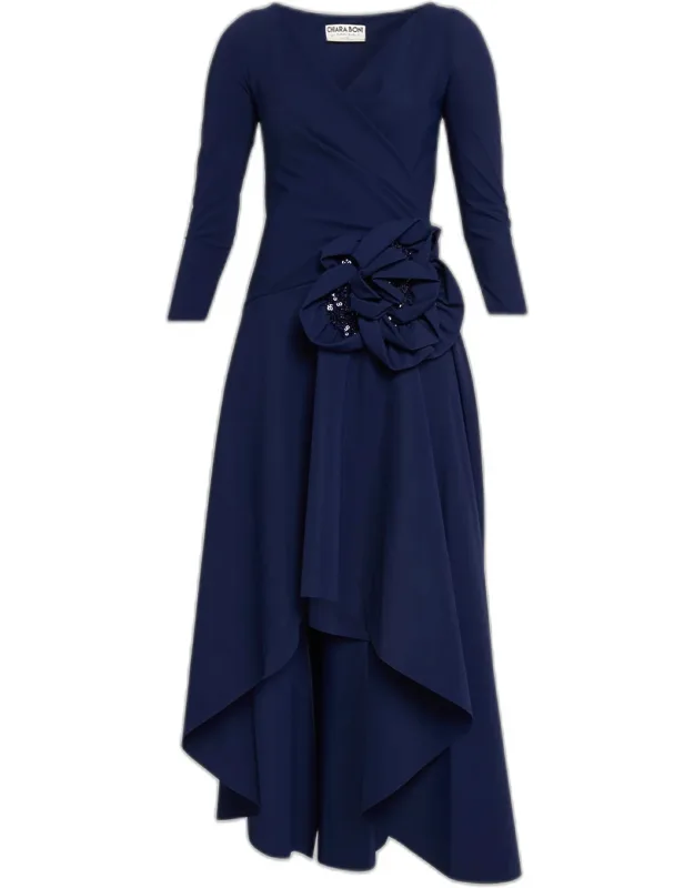 Sequin Rosette High-low Midi Dress