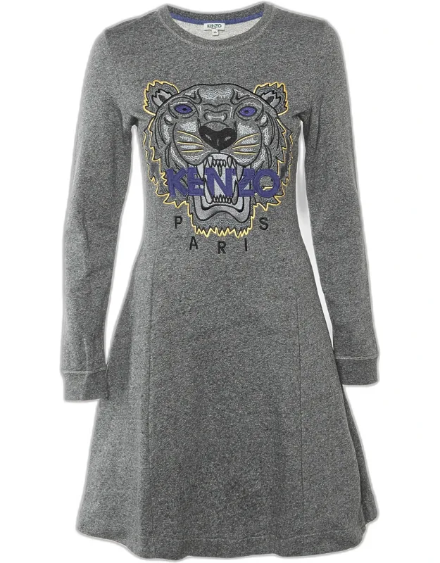 Embroidered Cotton Knit Mini Dress