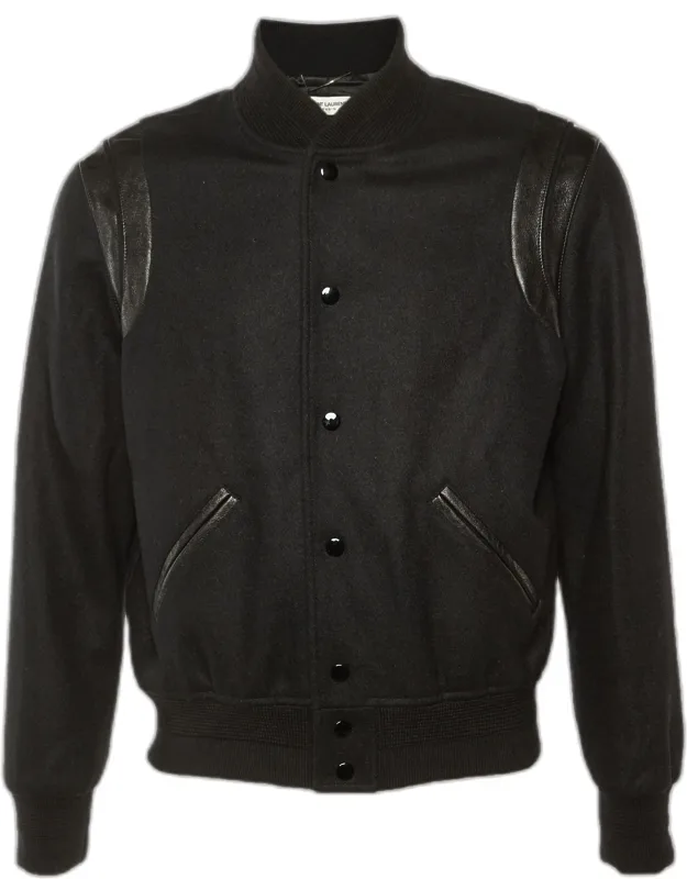 Wool & Leather Trim Bomber Jacket