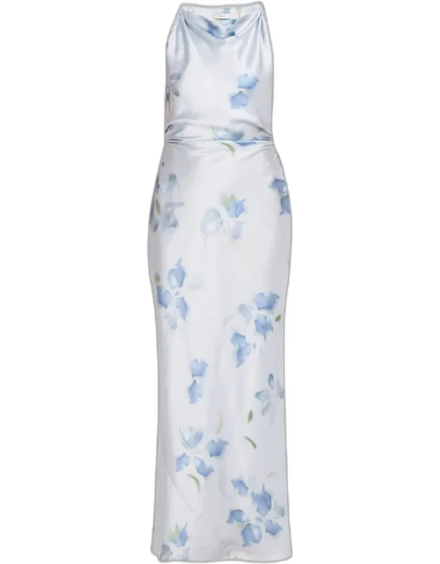 Twisted Petal Blur Satin Dress