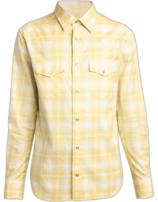 Cotton Maxi-plaid Slim Fit Snap-front Western Shirt