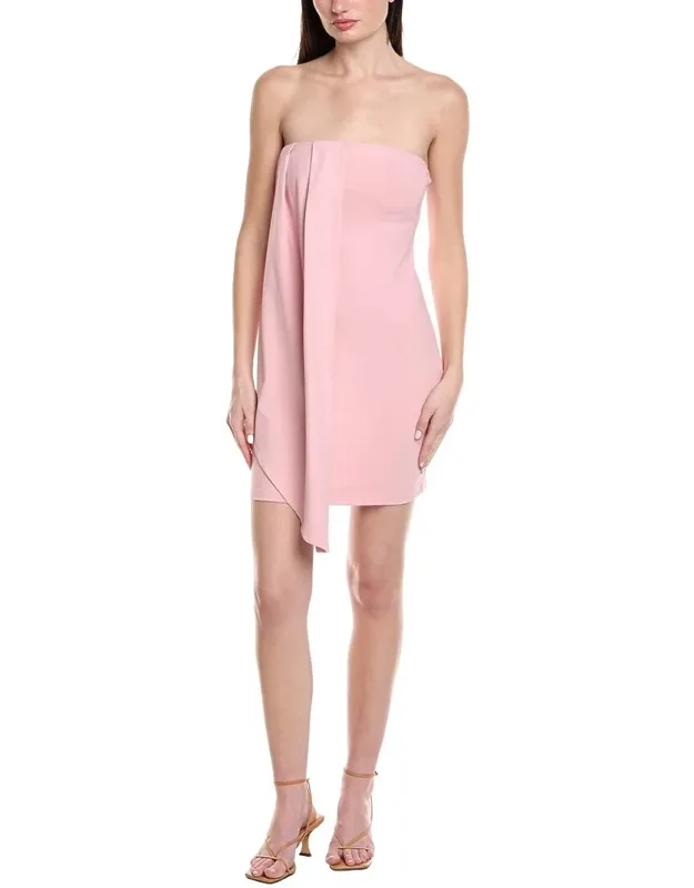 Asymmetrical Pleat Tube Mini Dress