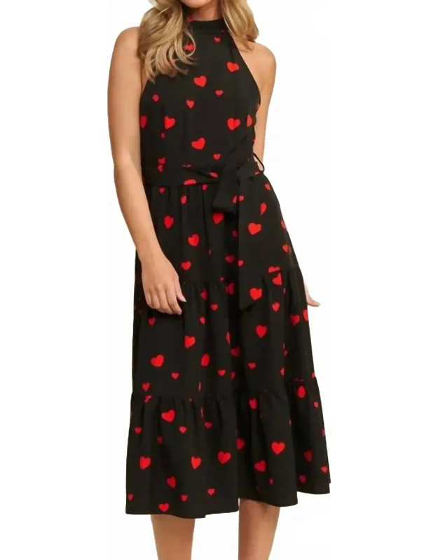 Heart Print Halter Dress