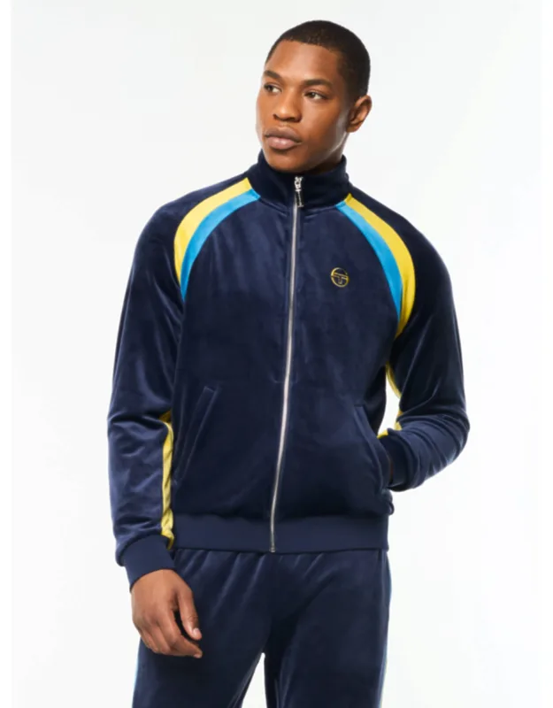 Banda Track Jacket - Plush Stretch Velour, Contrast Stripe Panels