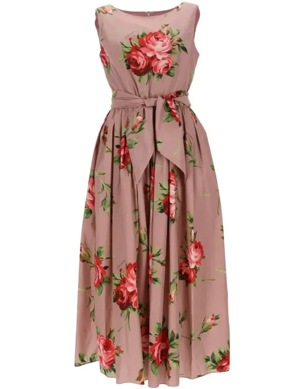 Rose Bouquet Print Midi Dress