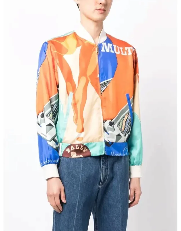 Silk Graphic-print Bomber Jacket