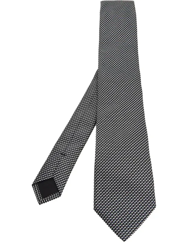 Monochrome Patterned Silk Jacquard Tie