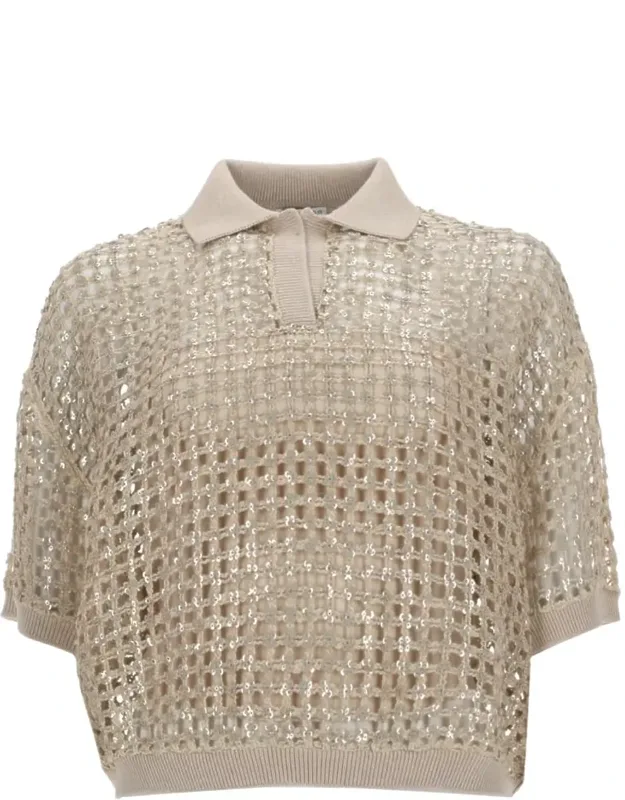 Silk And Linen Knit Polo Shirt