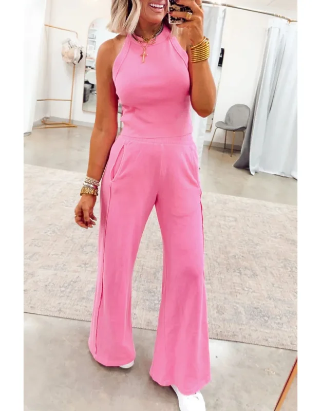 Ribbed Tank Top And Sweatpants Set