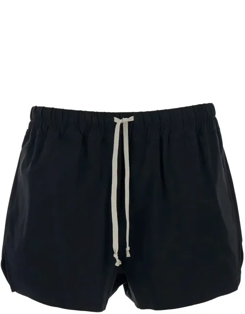 Swim Shorts With Elastic Drawstring Waist In Tech Fabric