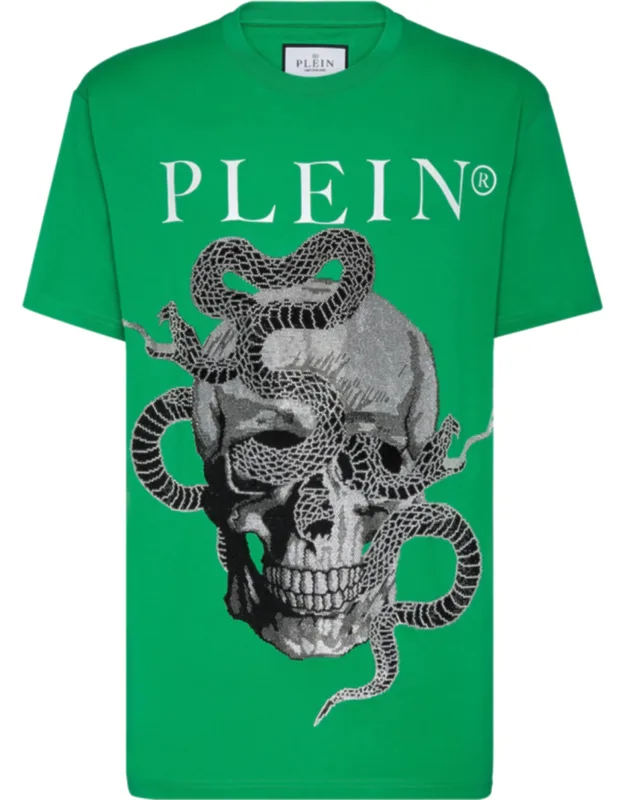 T-shirt With Round Neck And Snake Design