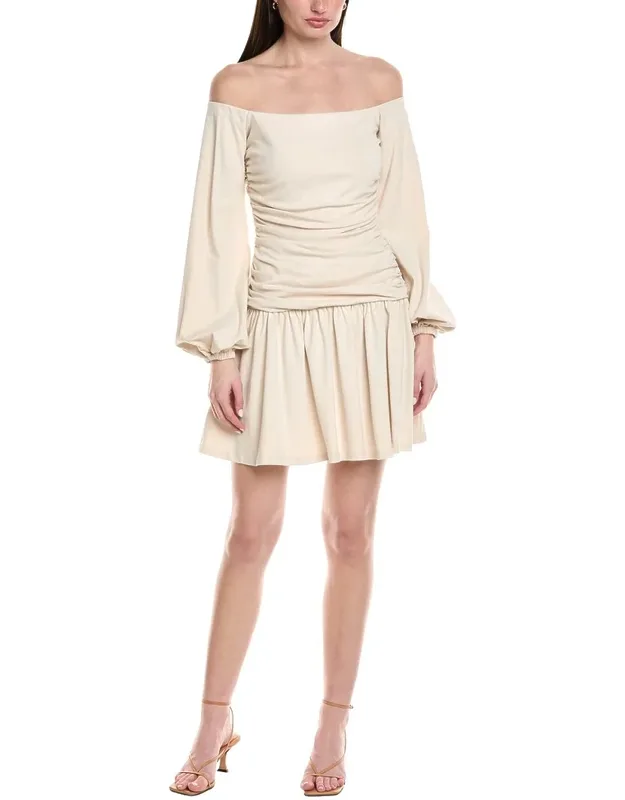 Off-shoulder Poet Low-waist Mini Dress