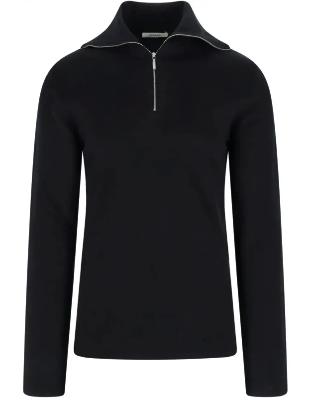 High-collar Cotton Zip-through Knitwear