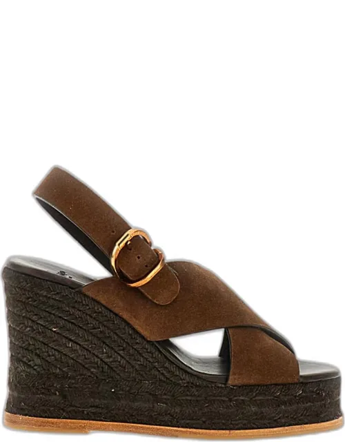 Wedge Shoe Bettina With Adjustable Closure And Suede Leather