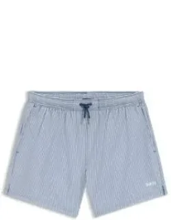 Embroidered-logo Swim Shorts In Striped Seersucker