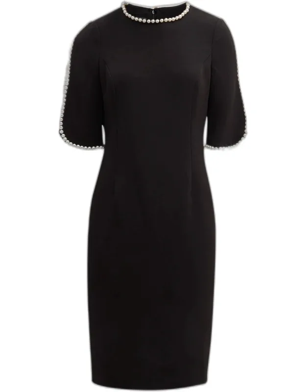 Pearl Trimmed Sheath Dress