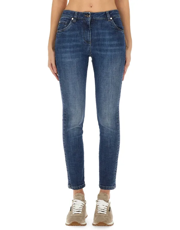 Slim Fit Denim Pants Made In Italia