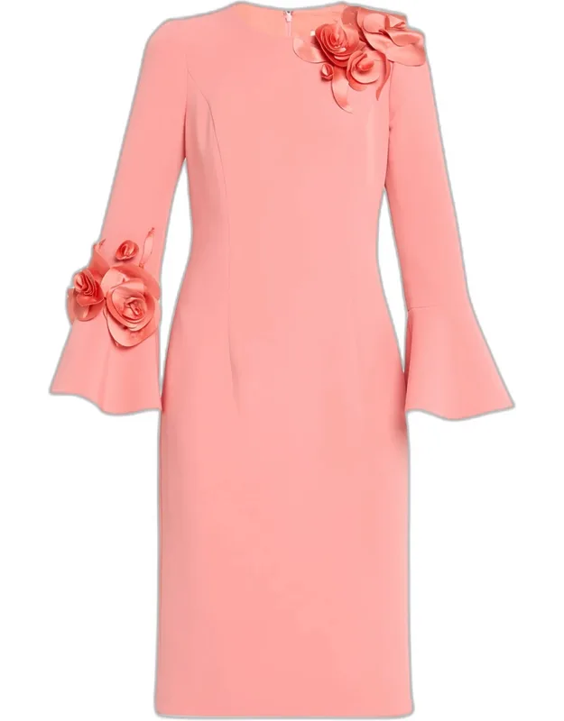 Floral Applique Flare-cuff Dress