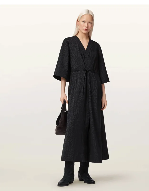 Diana Leopard Print Pleated Maxi Dress