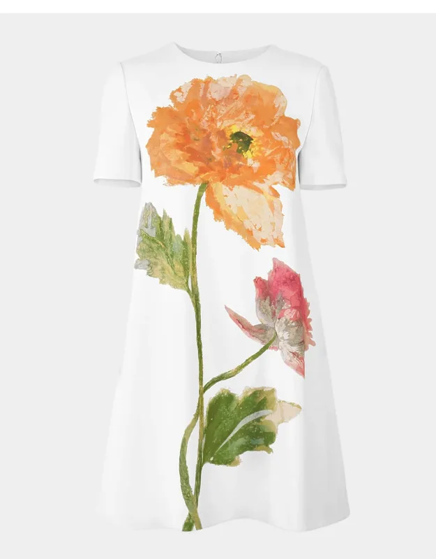 Flower-print Mini Shift Dress