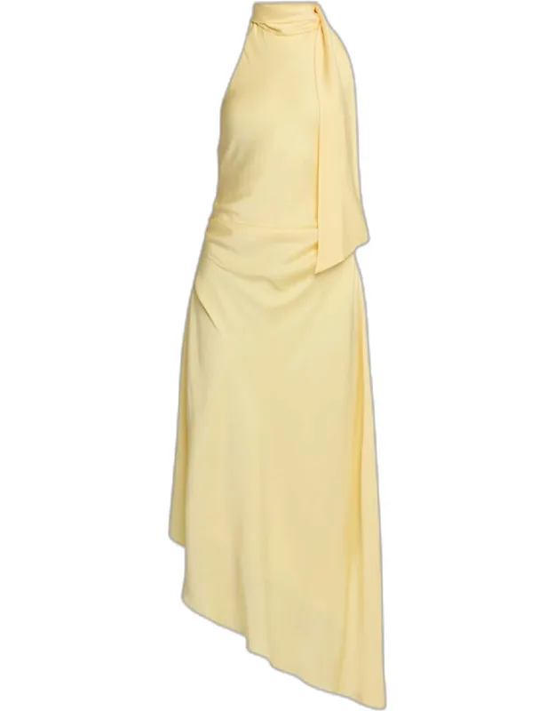 High-low Satin Halter Midi Dress