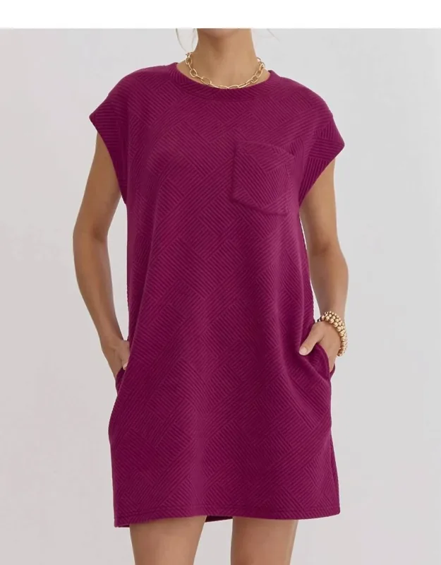 Quilted Round Neck Sleeveless Mini Dress