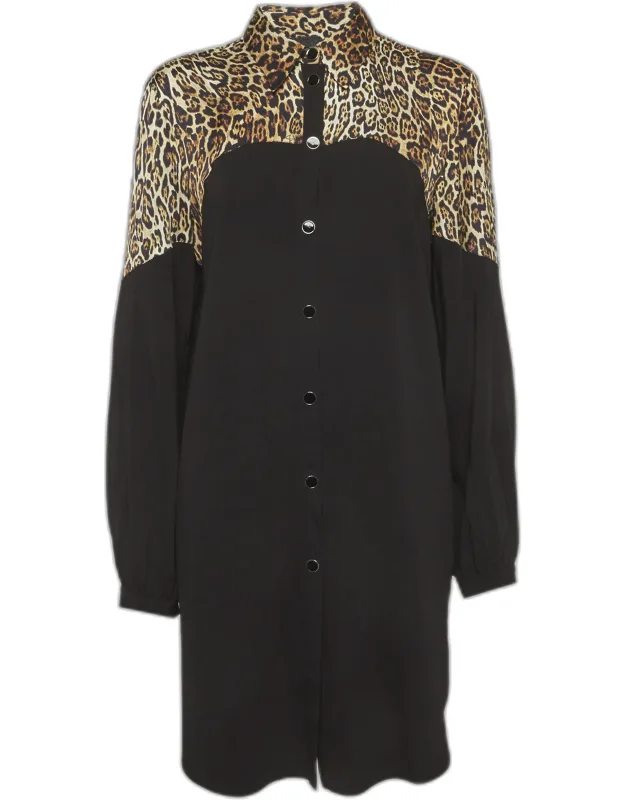Animal Printed Crepe Button Front Mini Dress