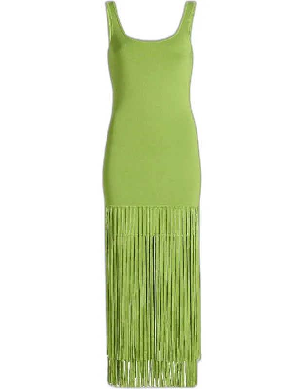 Scoop-neck Mini Dress With Fringe