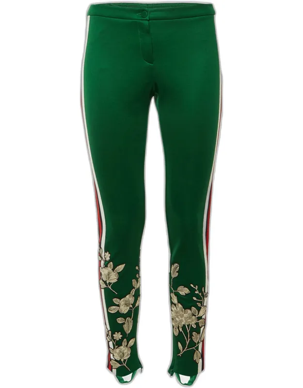 Jersey Knit Floral Embroidered Webb Stripe Pants