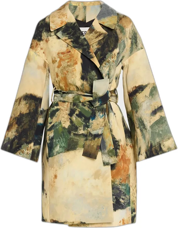 Modernist Lands Silk Wrap Coat